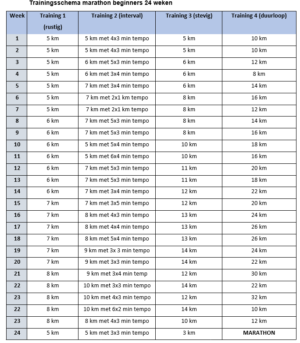 Hardloopschema Marathon Beginners - FITastic Life